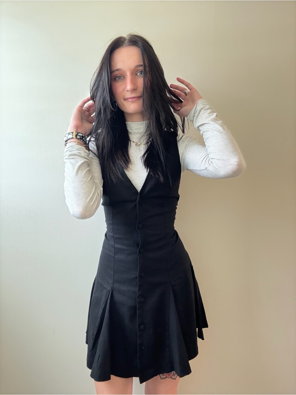 Sincerely Jules Black Button-Front Mini Dress